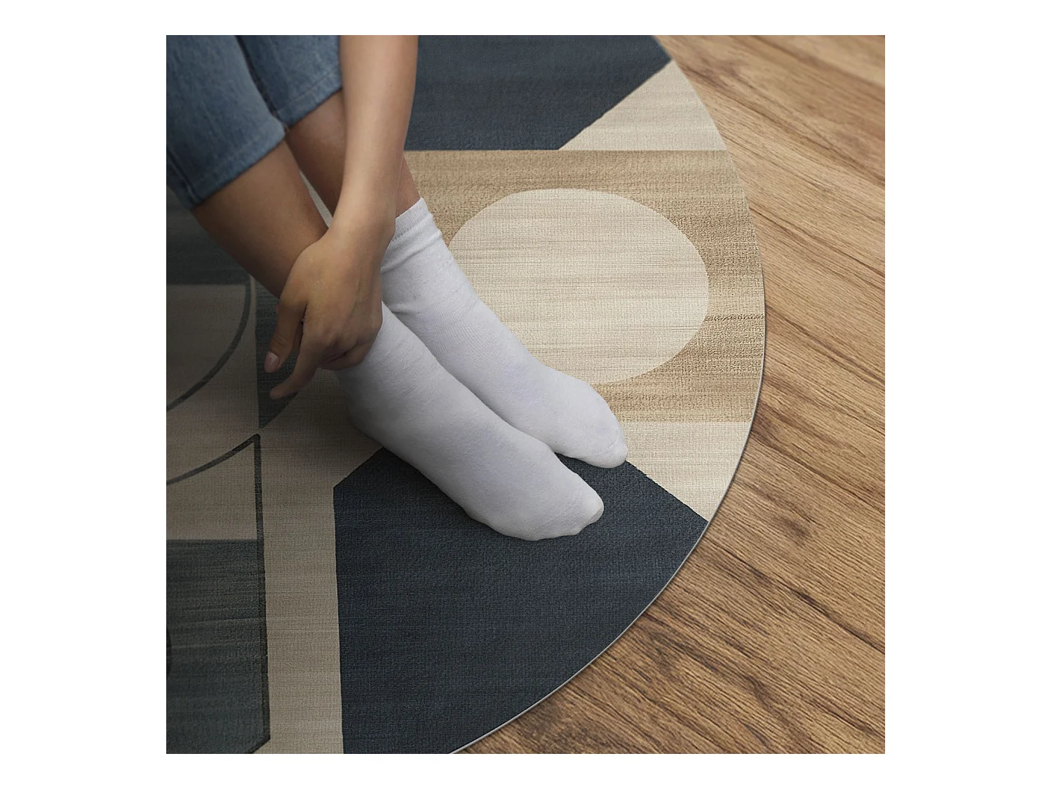 Tapis vinyle pour la maison, Moquette d'intérieur Formes géométriques dans un style rétro/vintage pastel 60 cm
