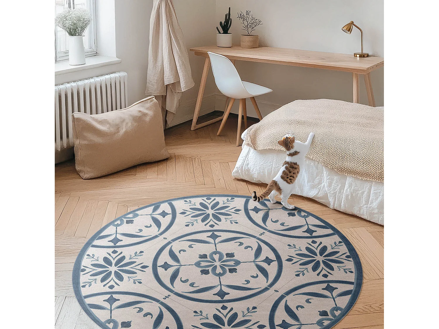 Alfombra vinílica para el hogar, alfombra de interior Baldosas decorativas suelo de piedra patrón vintage 140 cm