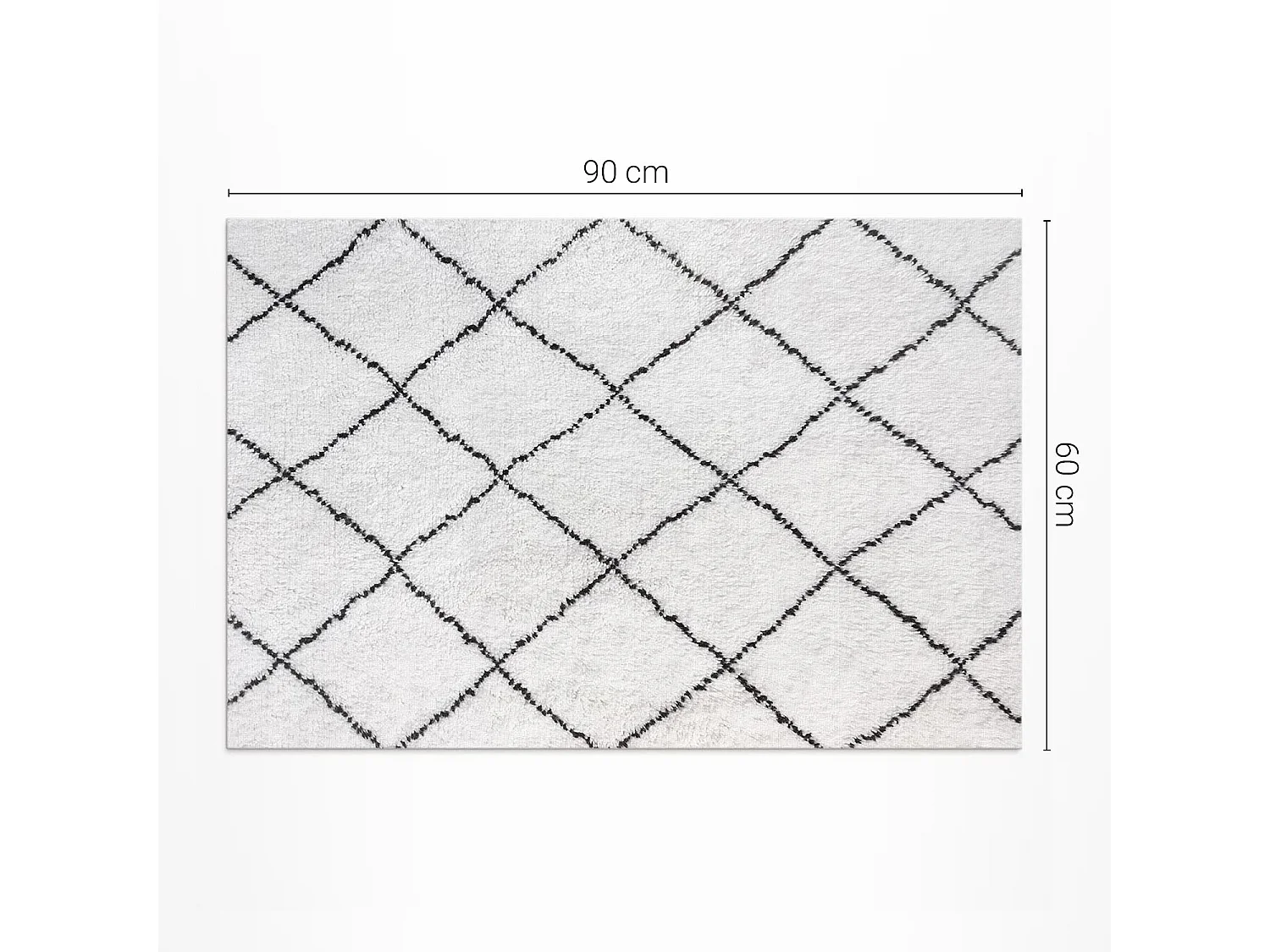 Tapis vinyle pour la maison, Moquette d'intérieur Peluche imitation motif lignes noires - 60x90 cm