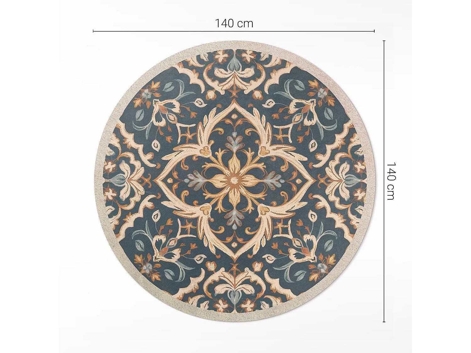 Vinyl-Teppich für Zuhause, Innenteppich, Pflanzendekoration, Vintage-Ornament im alten Stil, 140 cm