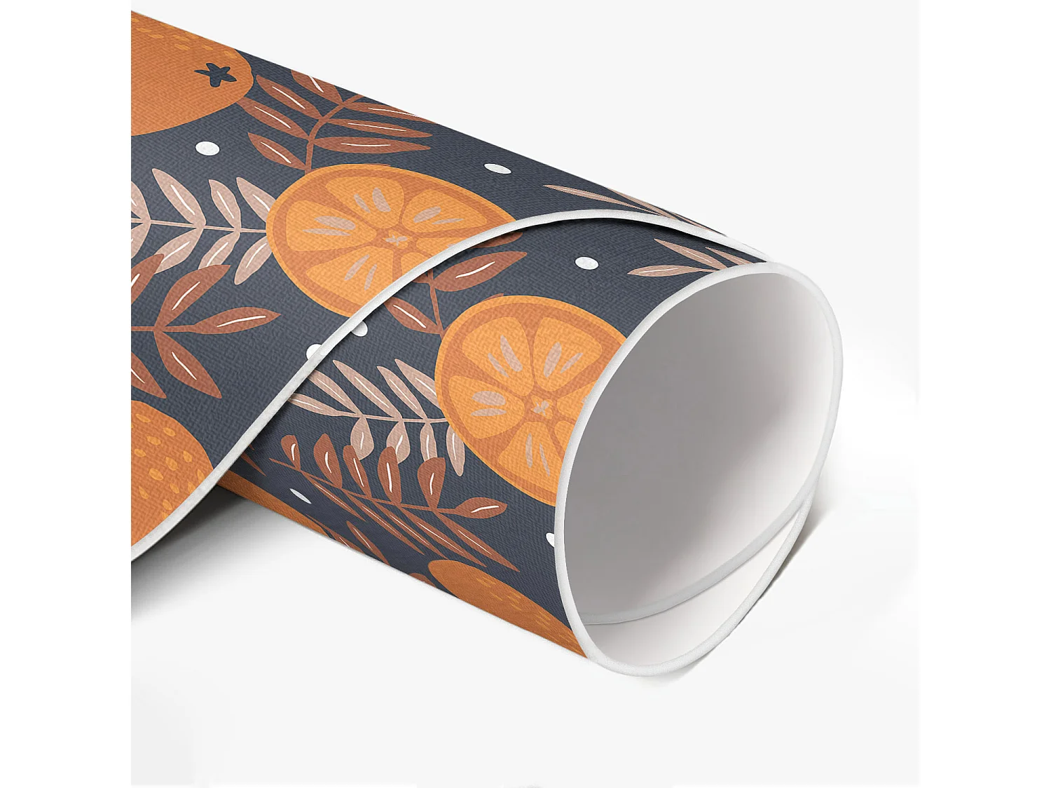 Tapis vinyle pour la maison, Moquette d'intérieur Illustration d'oranges et de feuilles 80 cm