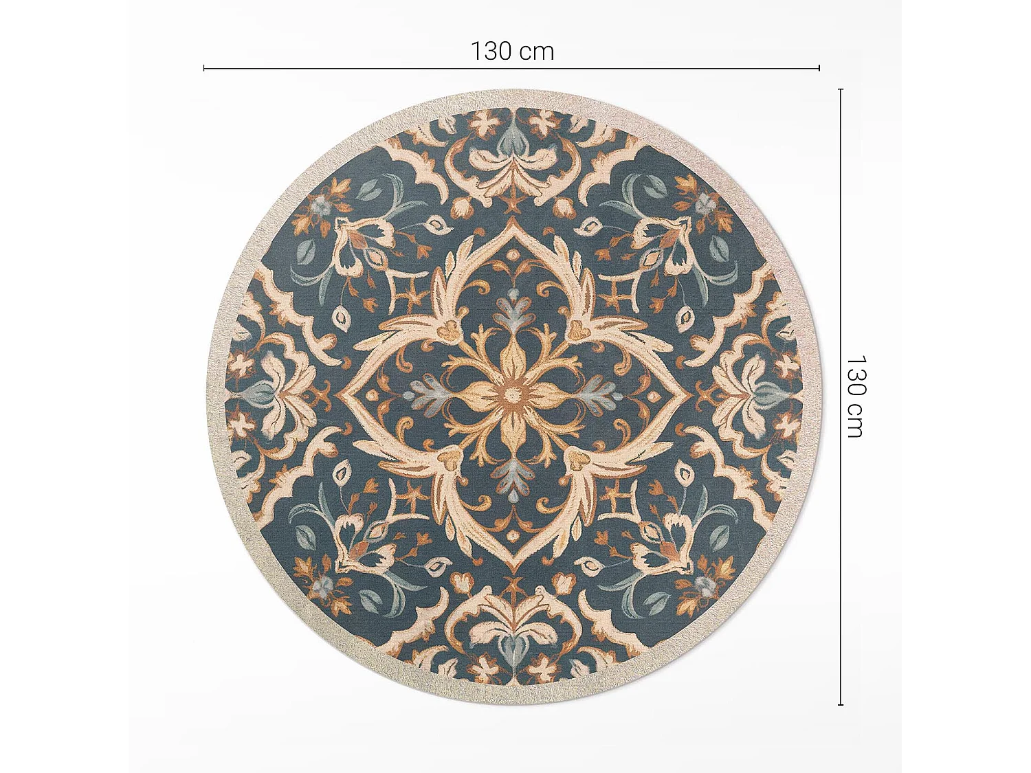 Vinyl-Teppich für Zuhause, Innenteppich, Pflanzendekoration, Vintage-Ornament im alten Stil, 130 cm