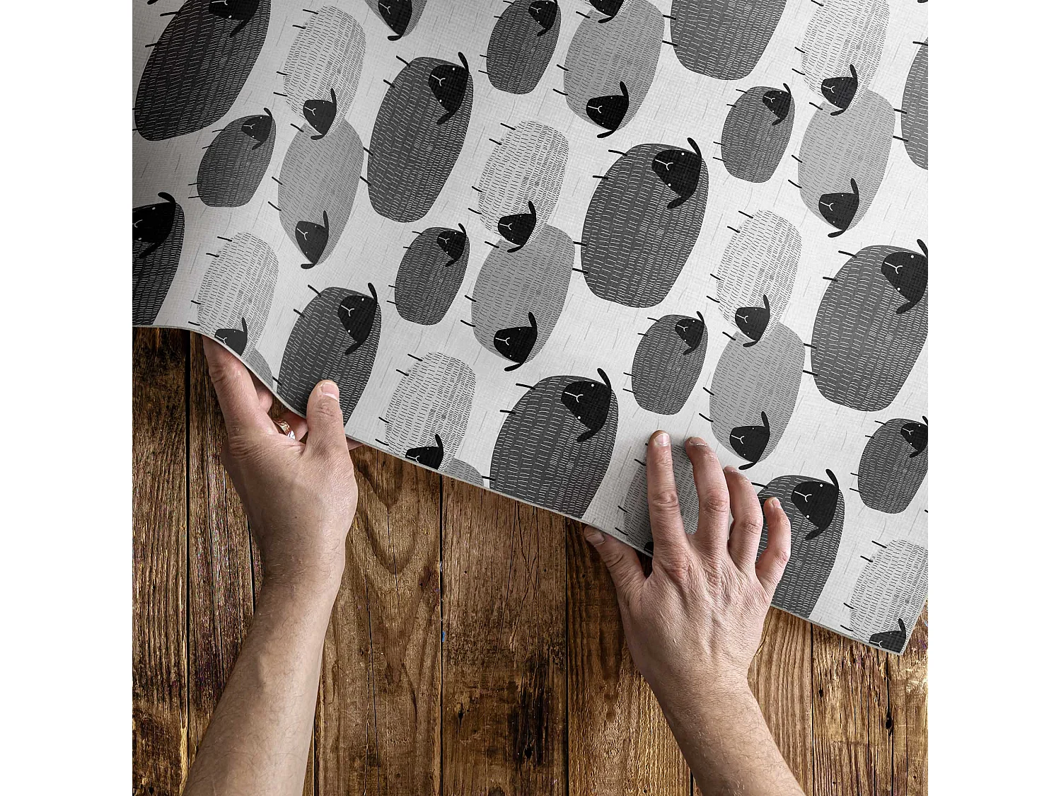 Vinylteppich für Zuhause, Innenteppich, regelmäßig bemaltes Schafmuster – 150 x 225 cm