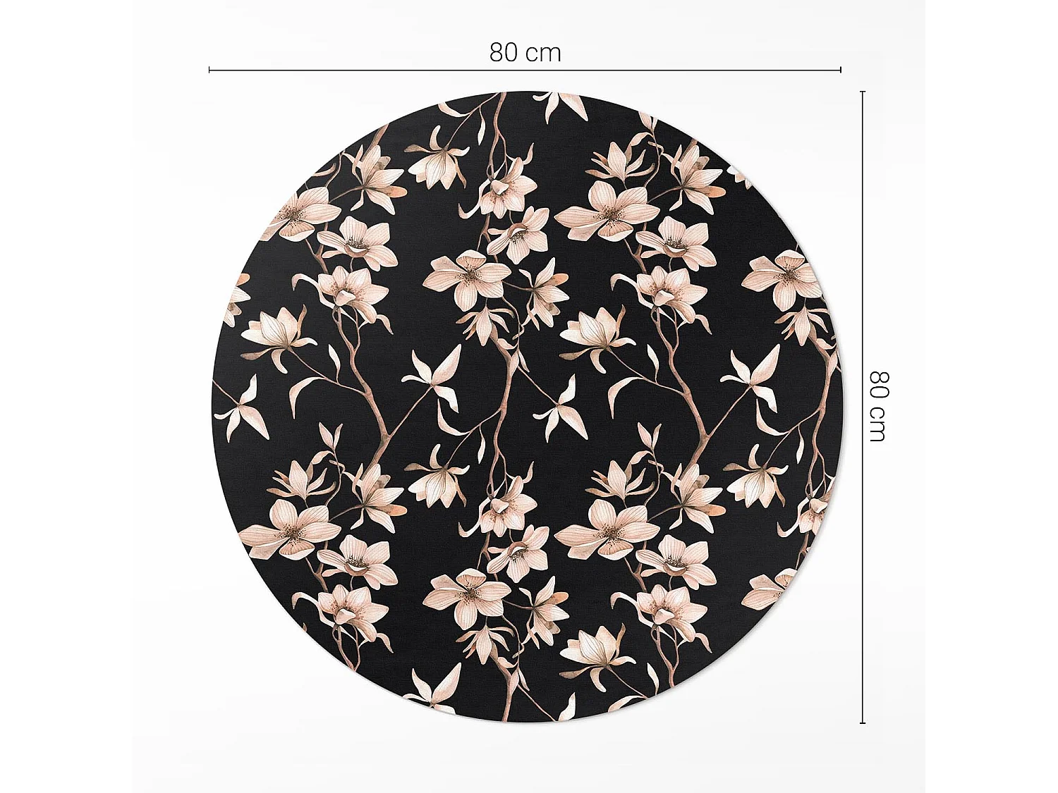 Vinylteppich für Zuhause, Innenteppich Helle Blumen auf Zweigen, Vintage-Muster, 80 cm