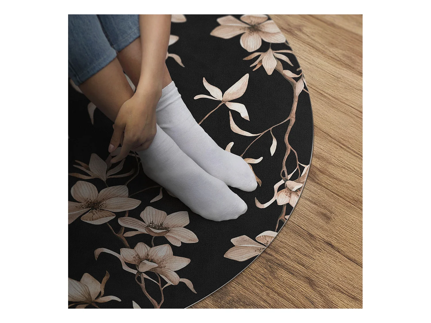 Vinyltapijt voor thuis, binnentapijt Heldere bloemen op twijgen, vintage patroon, 80 cm