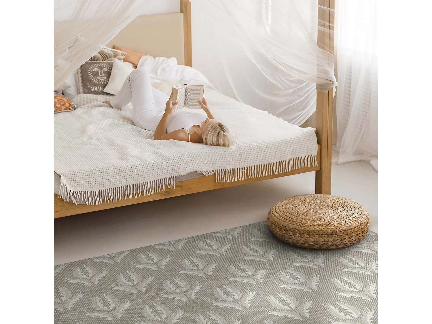 Tapis vinyle pour la maison, Moquette d'intérieur Modèle régulier d’ornements végétaux - 80x120 cm