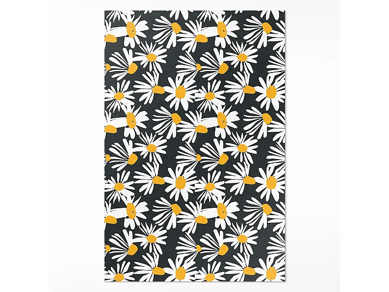 Vinylteppich für Zuhause, Innenteppich Gänseblümchen und bemalte Wildblumen – 60x90 cm