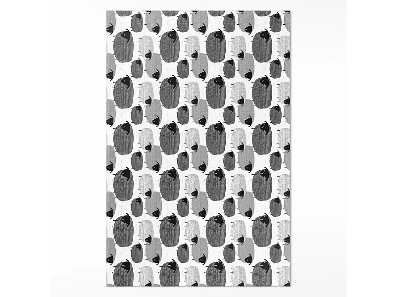 Vinylteppich für Zuhause, Innenteppich, regelmäßiges Muster aus bemalten Schafen – 60 x 90 cm