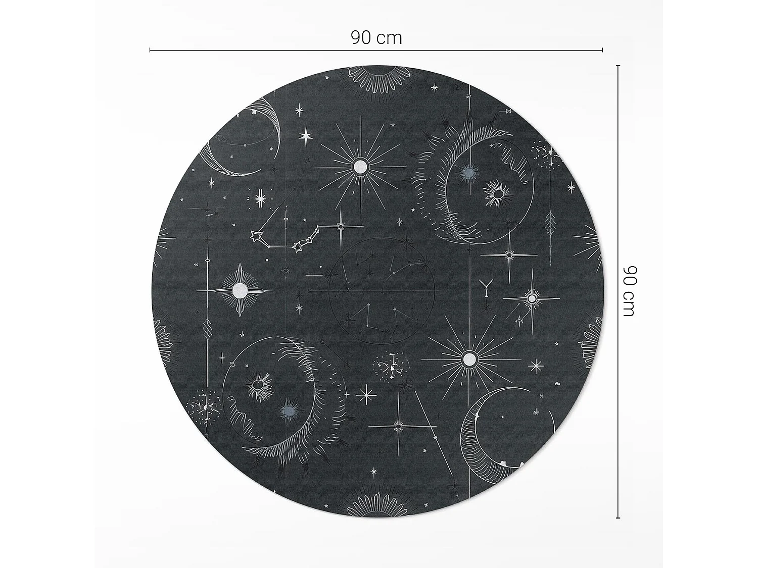 Tapis vinyle pour la maison, Moquette d'intérieur Illustration des étoiles et des lunes de l'espace et de l'astrologie 90 cm