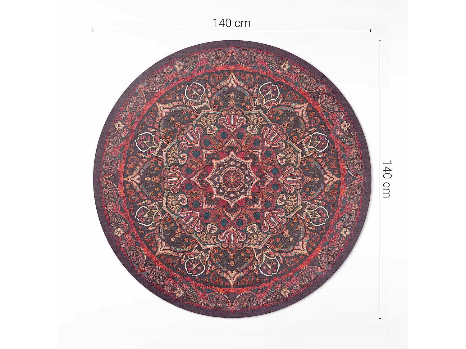 Vinyl-Teppich für Zuhause, Innenteppich, dekoratives Mandala im persischen/türkischen Vintage-Stil, 140 cm