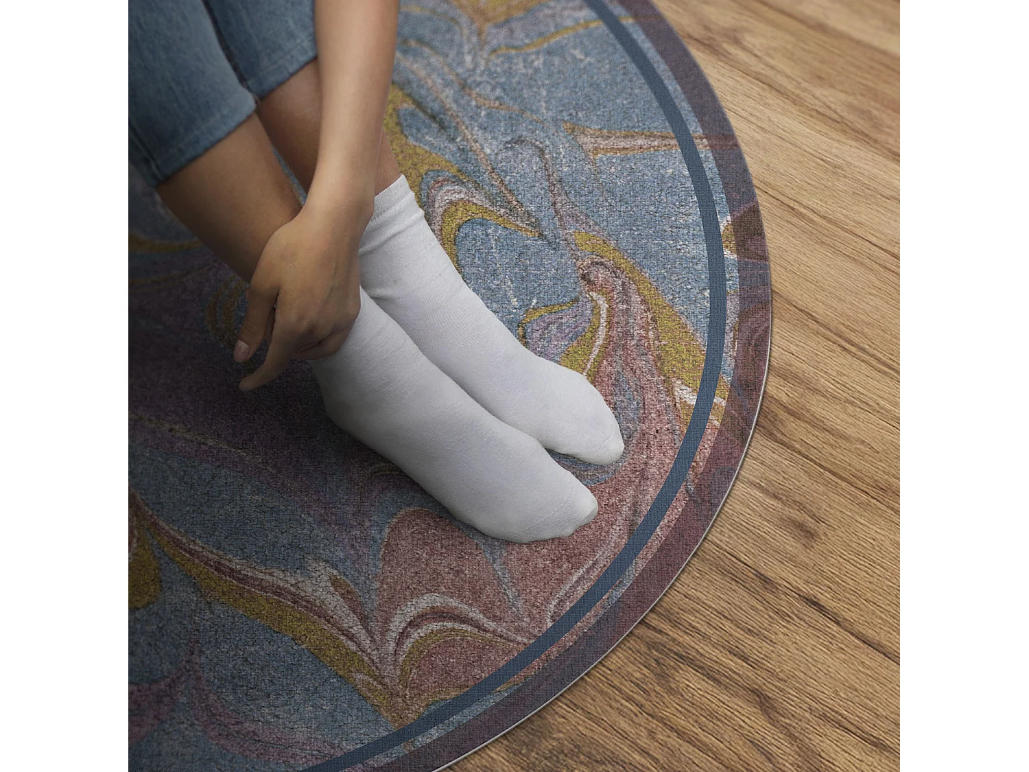 Vinylteppich für Zuhause, Innenteppich Abstrakte Komposition 110 cm