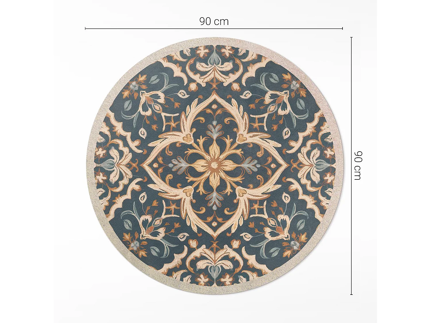 Vinyl-Teppich für Zuhause, Innenteppich, Pflanzendekoration, Vintage-Ornament im alten Stil, 90 cm