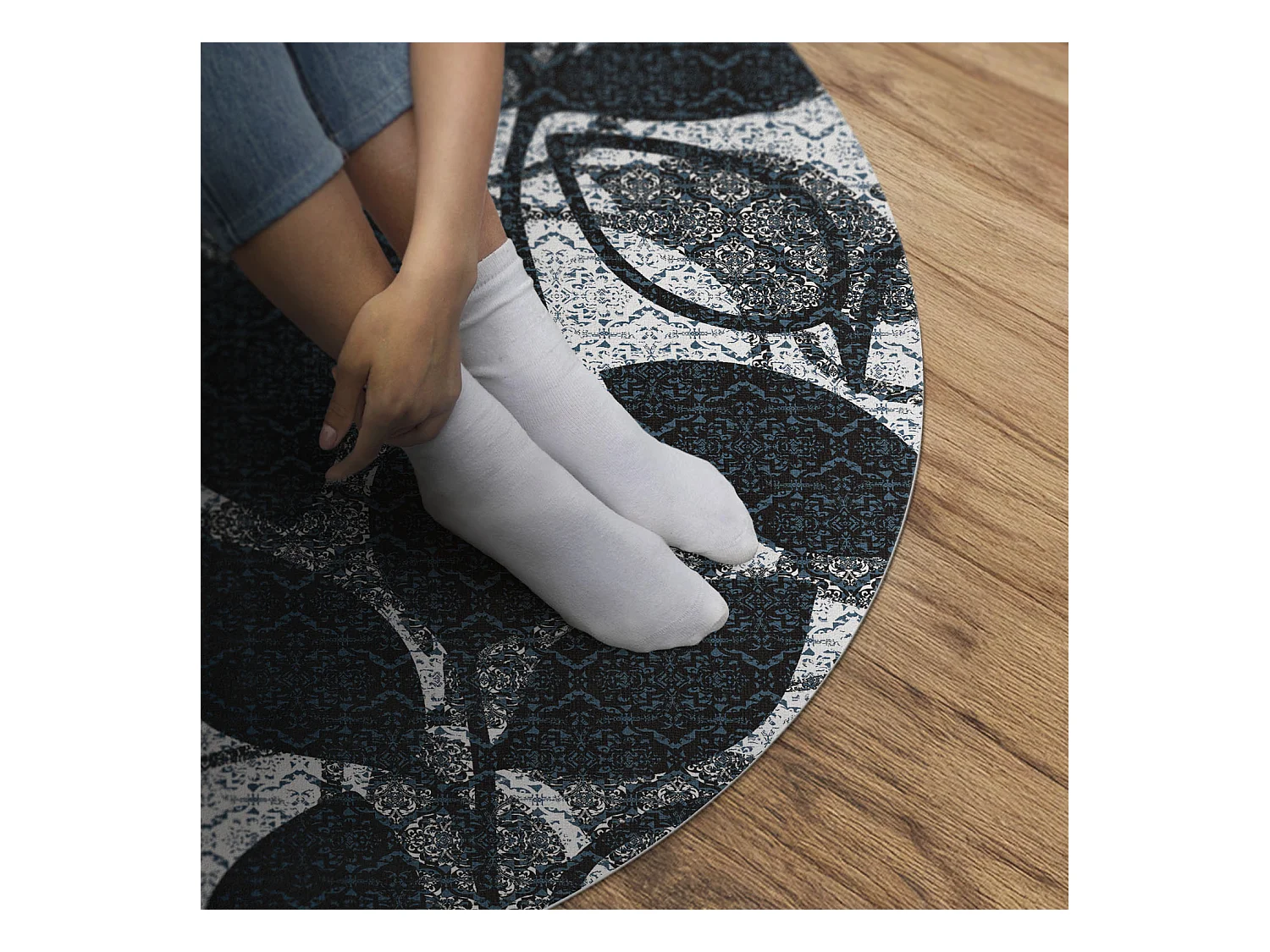 Tapis vinyle pour la maison, Moquette d'intérieur Modèle sans couture de brindilles, feuilles de plantes décoratives 130 cm