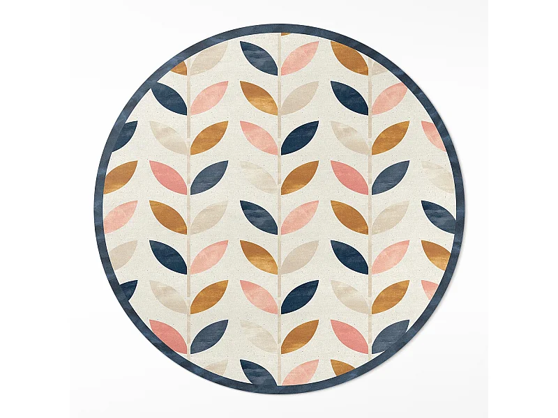 Vinyl-Teppich für Zuhause, Innenteppich, kleine Blätter, Aquarell-Boho-Stil, 60 cm