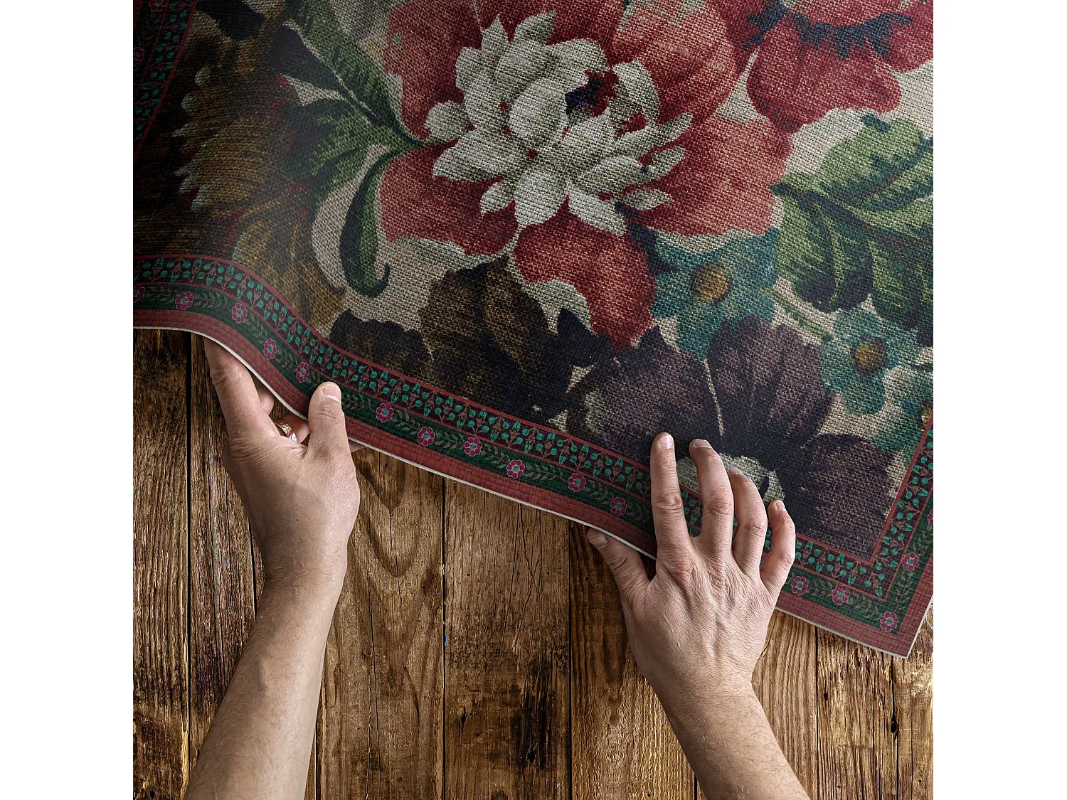 Tapis vinyle pour la maison, Moquette d'intérieur Motif floral délicat - 80x120 cm