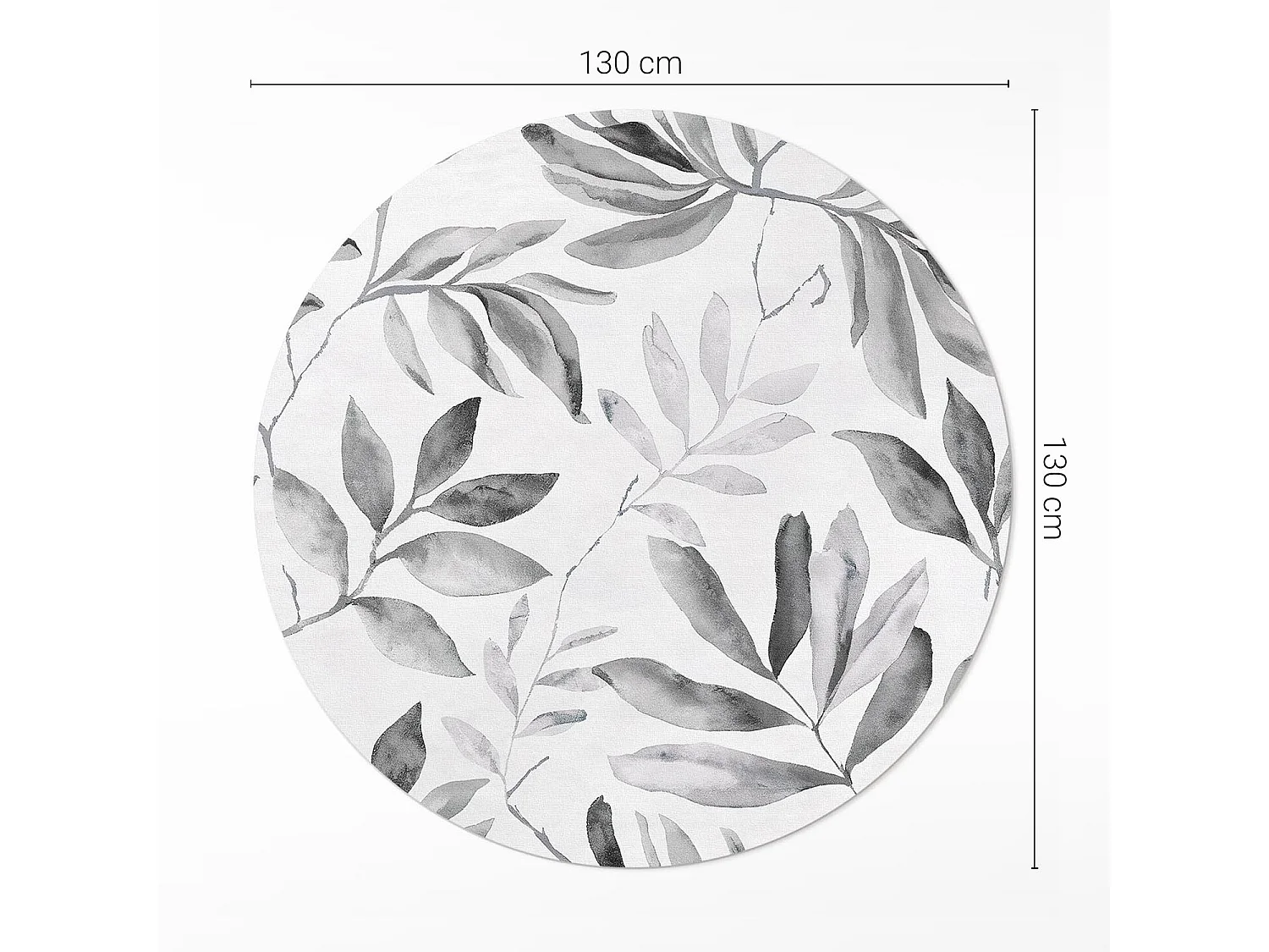 Vinyl-Teppich für Zuhause, Innenteppich, Aquarellpflanzen, einfarbig, zarte Blätter, Boho-Stil, 130 cm