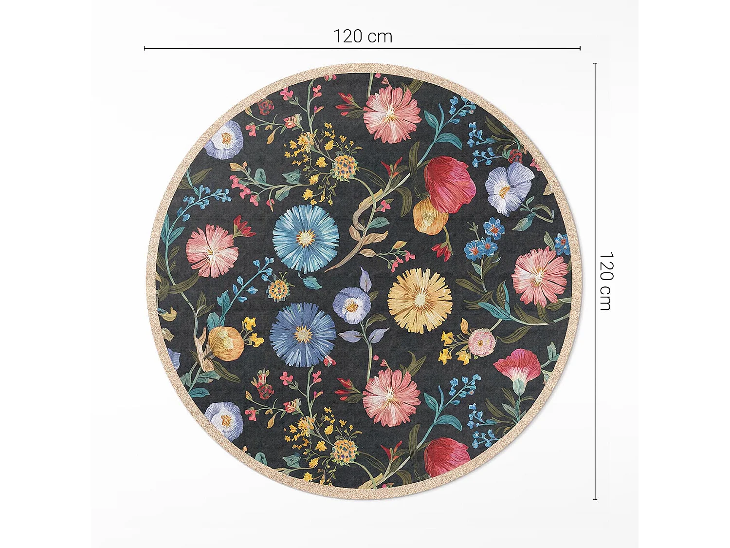 Vinyltapijt voor thuis, binnentapijt Wilde bloemen prachtige kleurrijke planten in vintage boho-stijl 120 cm