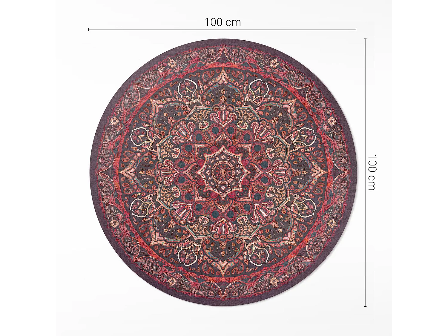 Tapis vinyle pour la maison, Moquette d'intérieur Mandala décoratif de style persan/turc vintage 100 cm