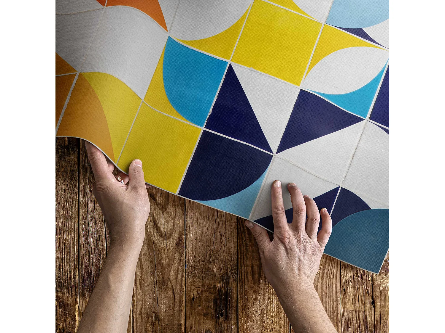 Tapis vinyle pour la maison, Moquette d'intérieur Mosaïque moderne de formes géométriques - 100x150 cm