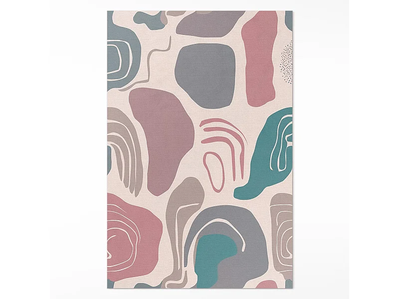 Vinylteppich für Zuhause, Innenteppich Boho abstrakte Flecken in Pastellformen – 140x210 cm