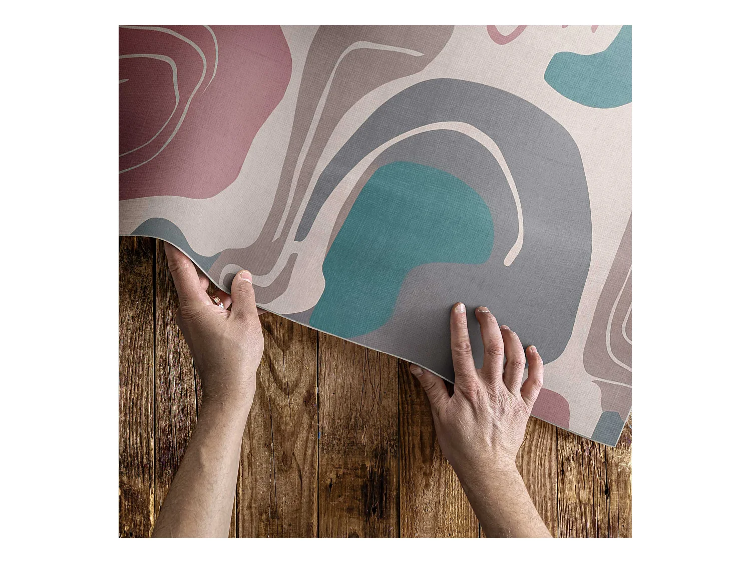 Tapis vinyle pour la maison, Moquette d'intérieur Boho abstrait tache des formes pastel - 140x210 cm