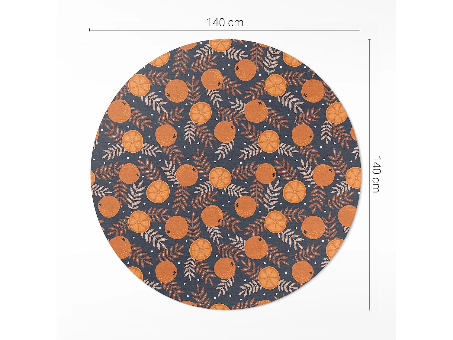 Vinylteppich für Zuhause, Innenteppich Illustration Orangen und Blätter 140 cm