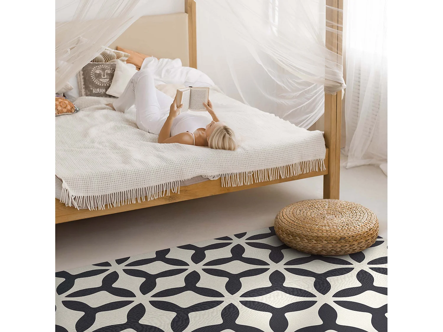 Tapis vinyle pour la maison, Moquette d'intérieur Motif géométrique moderne - 100x150 cm