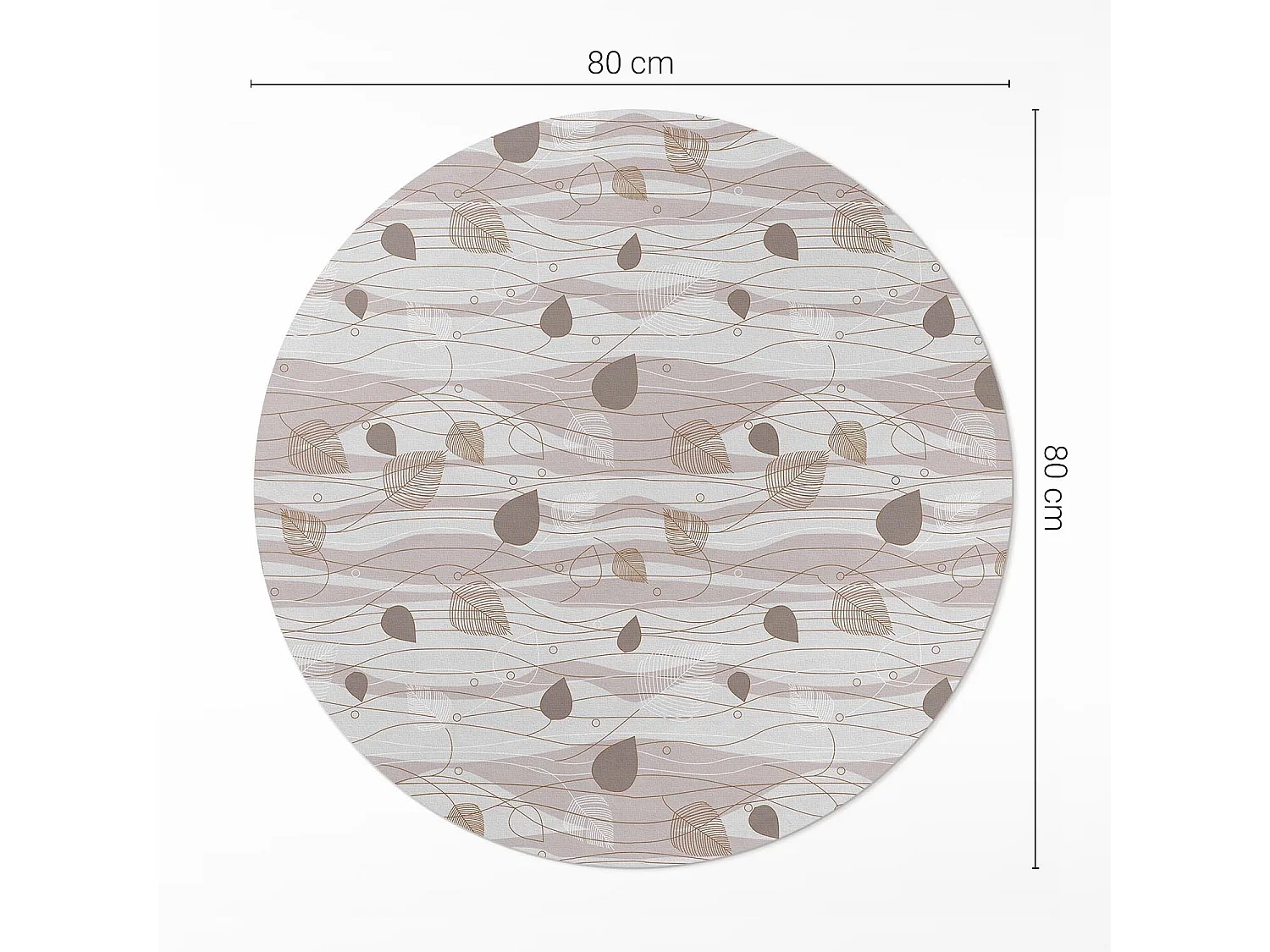 Tapis vinyle pour la maison, Moquette d'intérieur Feuilles de Boho sur illustration de fond de vagues 80 cm