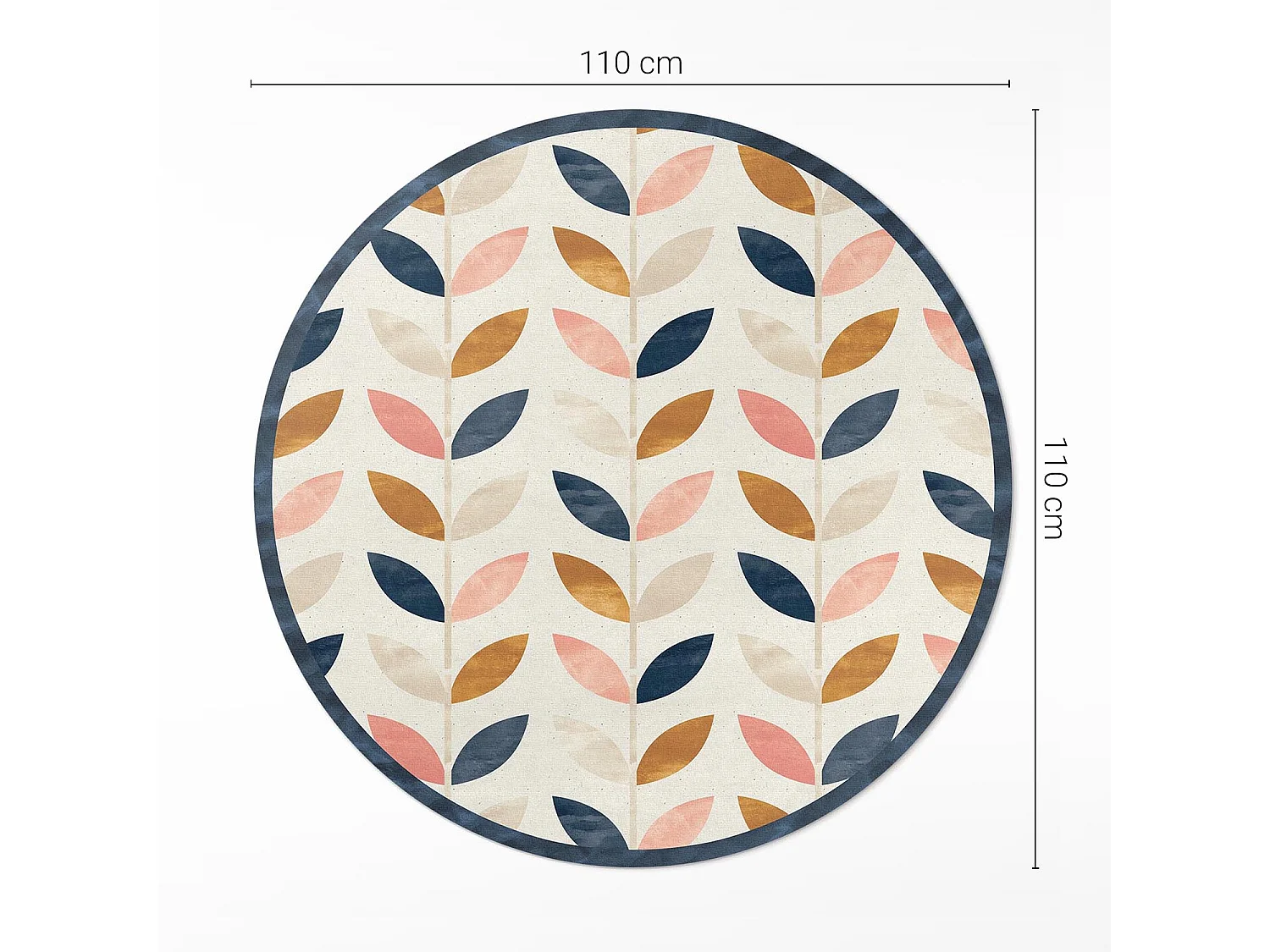 Vinyl-Teppich für Zuhause, Innenteppich, kleine Blätter, Aquarell-Boho-Stil, 110 cm