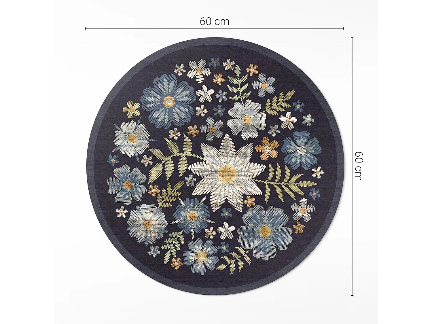 Vinyl-Teppich für Zuhause, Innenteppich, bestickte Wildblumen, 60 cm