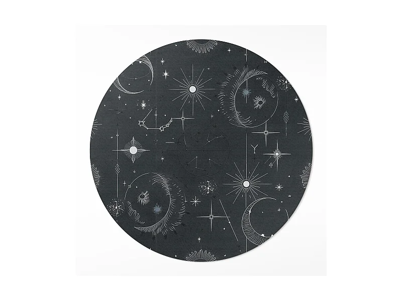 Vinylteppich für Zuhause, Innenteppich Weltraum- und Astrologieillustration von Sternen und Monden 70 cm