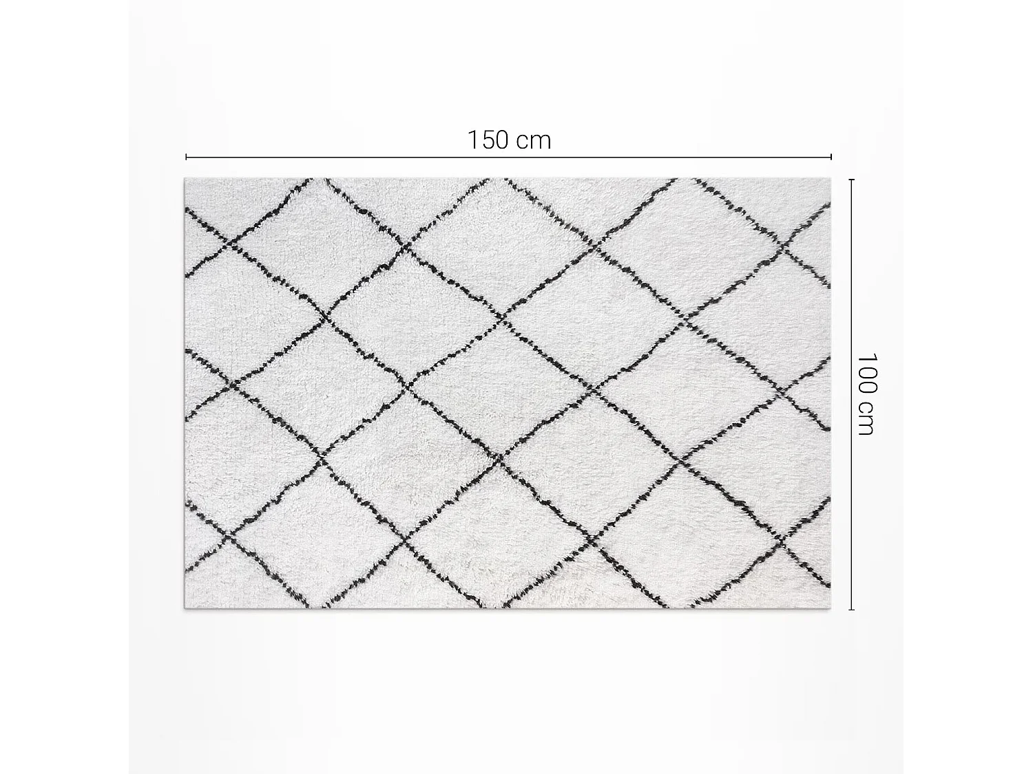 Tapis vinyle pour la maison, Moquette d'intérieur Peluche imitation motif lignes noires - 100x150 cm