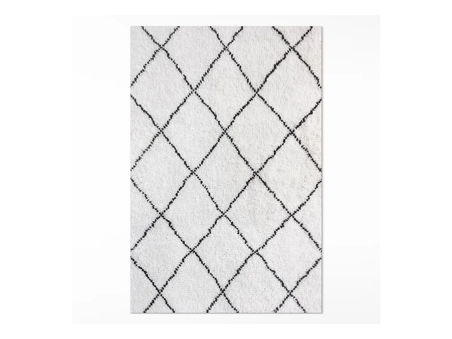 Tapis vinyle pour la maison, Moquette d'intérieur Peluche imitation motif lignes noires - 100x150 cm