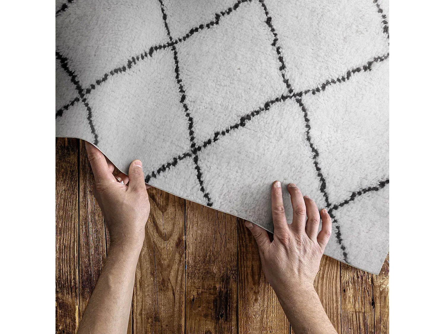 Vinylteppich für Zuhause, Innenteppich mit einem Muster, das schwarze Linien imitiert – 100 x 150 cm