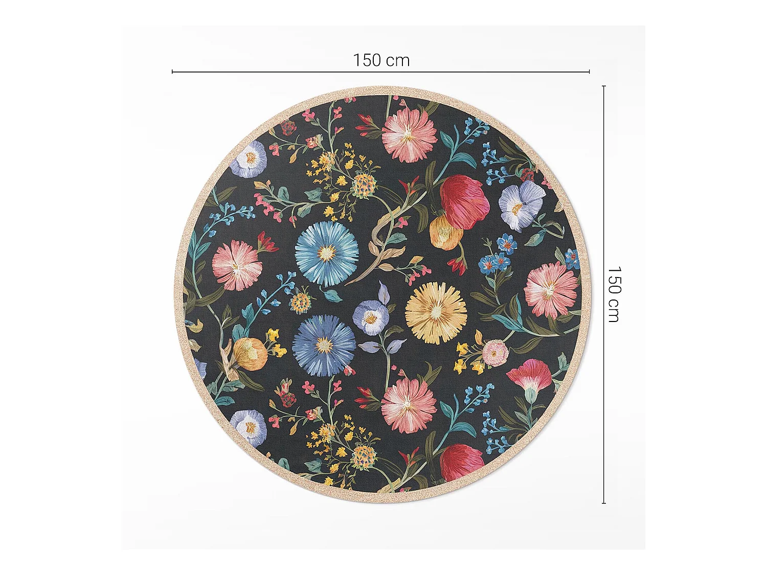 Vinylteppich für Zuhause, Innenteppich Wildblumen schöne bunte Pflanzen im Vintage-Boho-Stil 150 cm