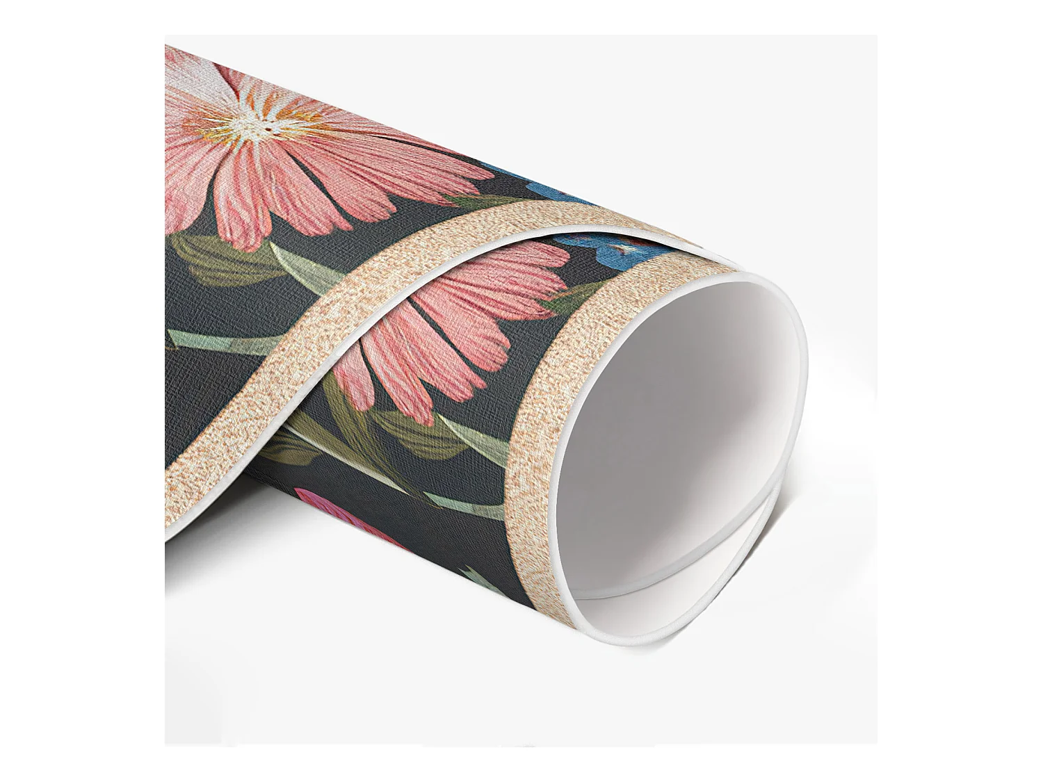 Vinylteppich für Zuhause, Innenteppich Wildblumen schöne bunte Pflanzen im Vintage-Boho-Stil 150 cm