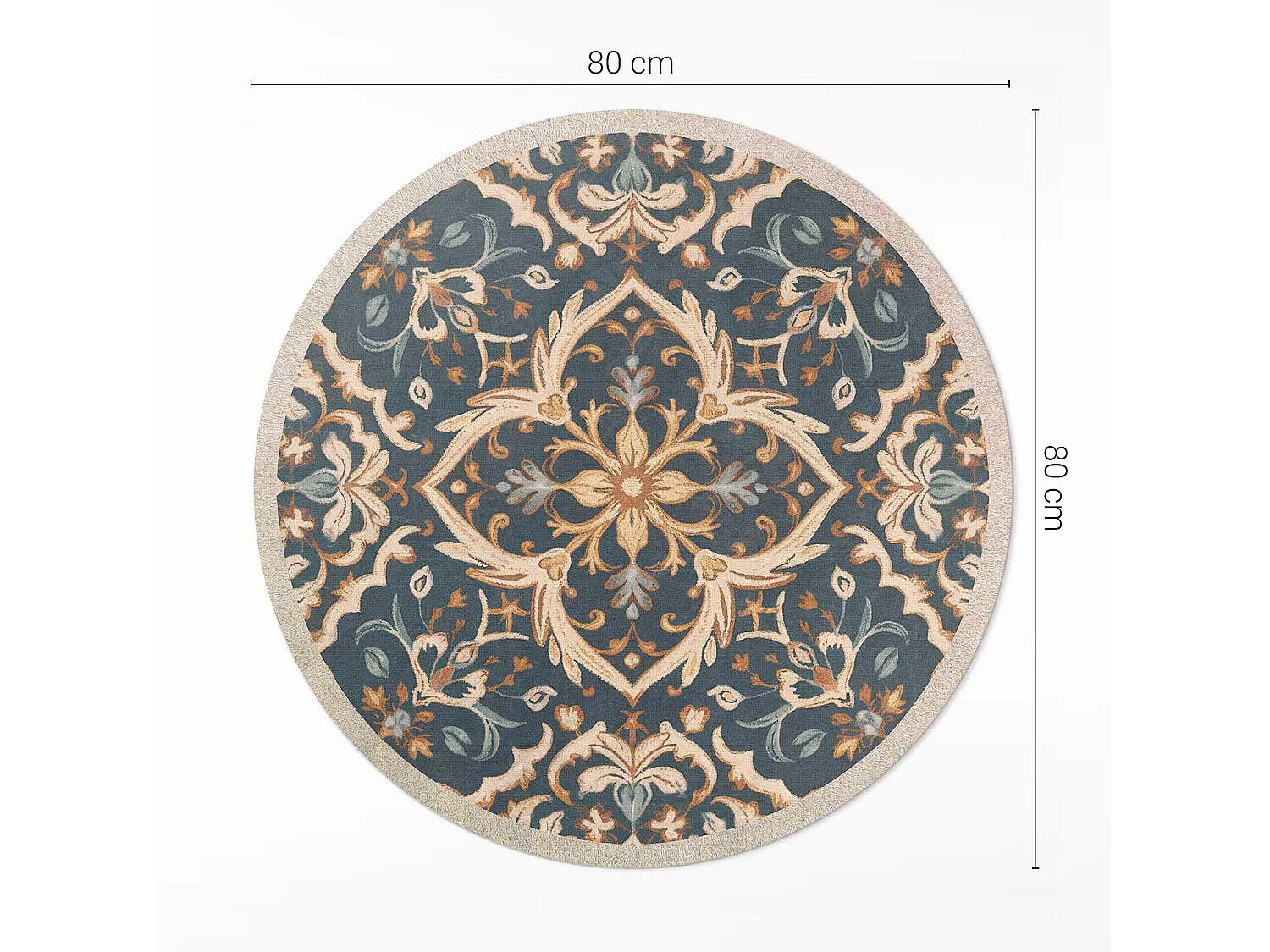 Vinyl-Teppich für Zuhause, Innenteppich, Pflanzendekoration, Vintage-Ornament im alten Stil, 80 cm