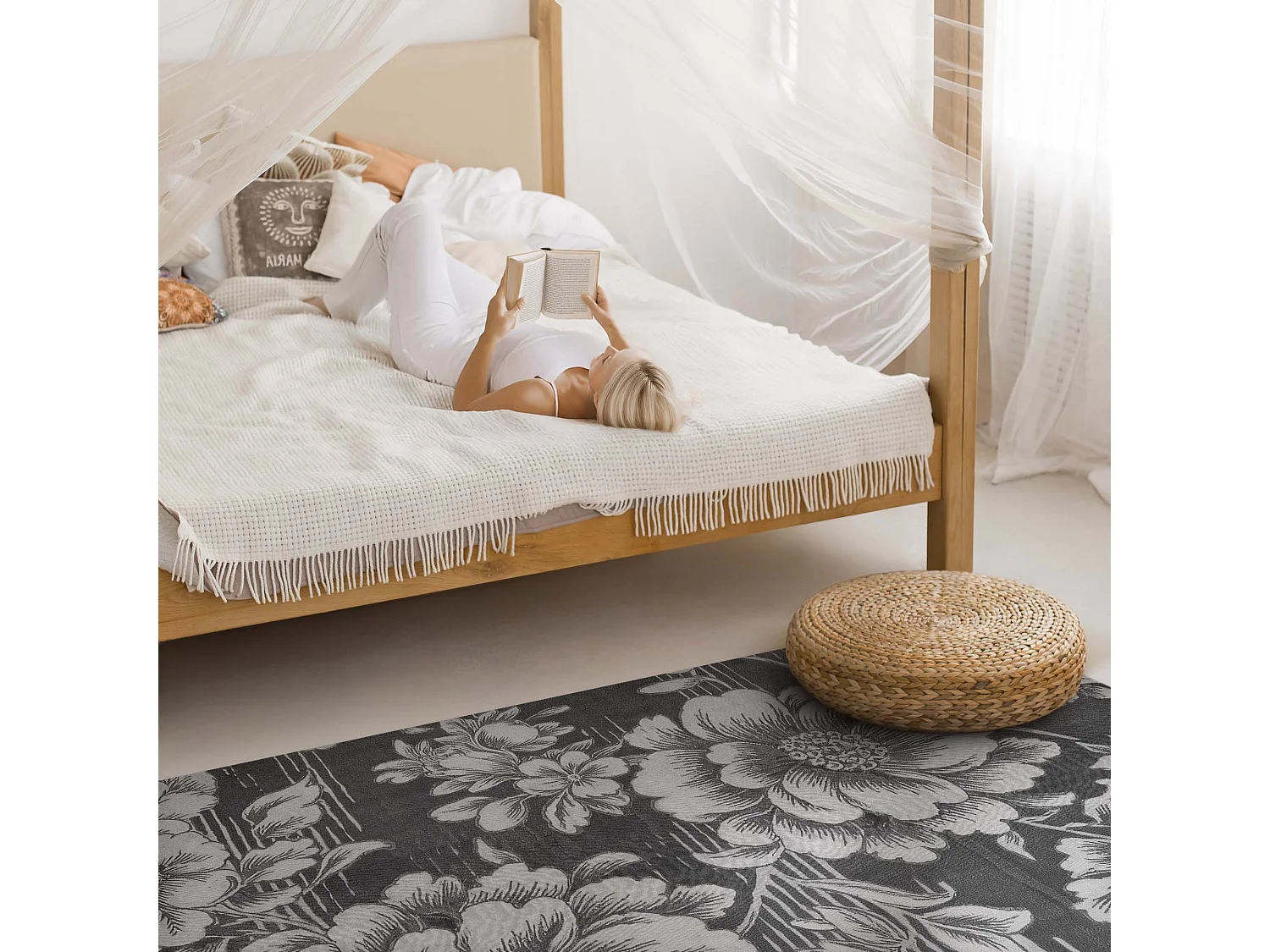 Tapis vinyle pour la maison, Moquette d'intérieur De subtils accents floraux - 150x225 cm