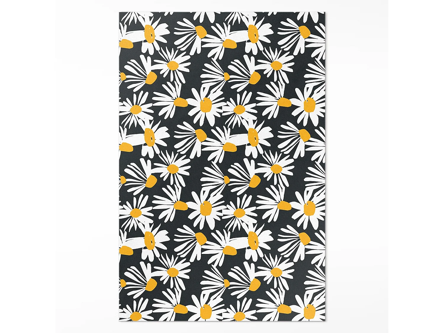 Vinylteppich für Zuhause, Innenteppich Gänseblümchen und bemalte Wildblumen – 100x150 cm