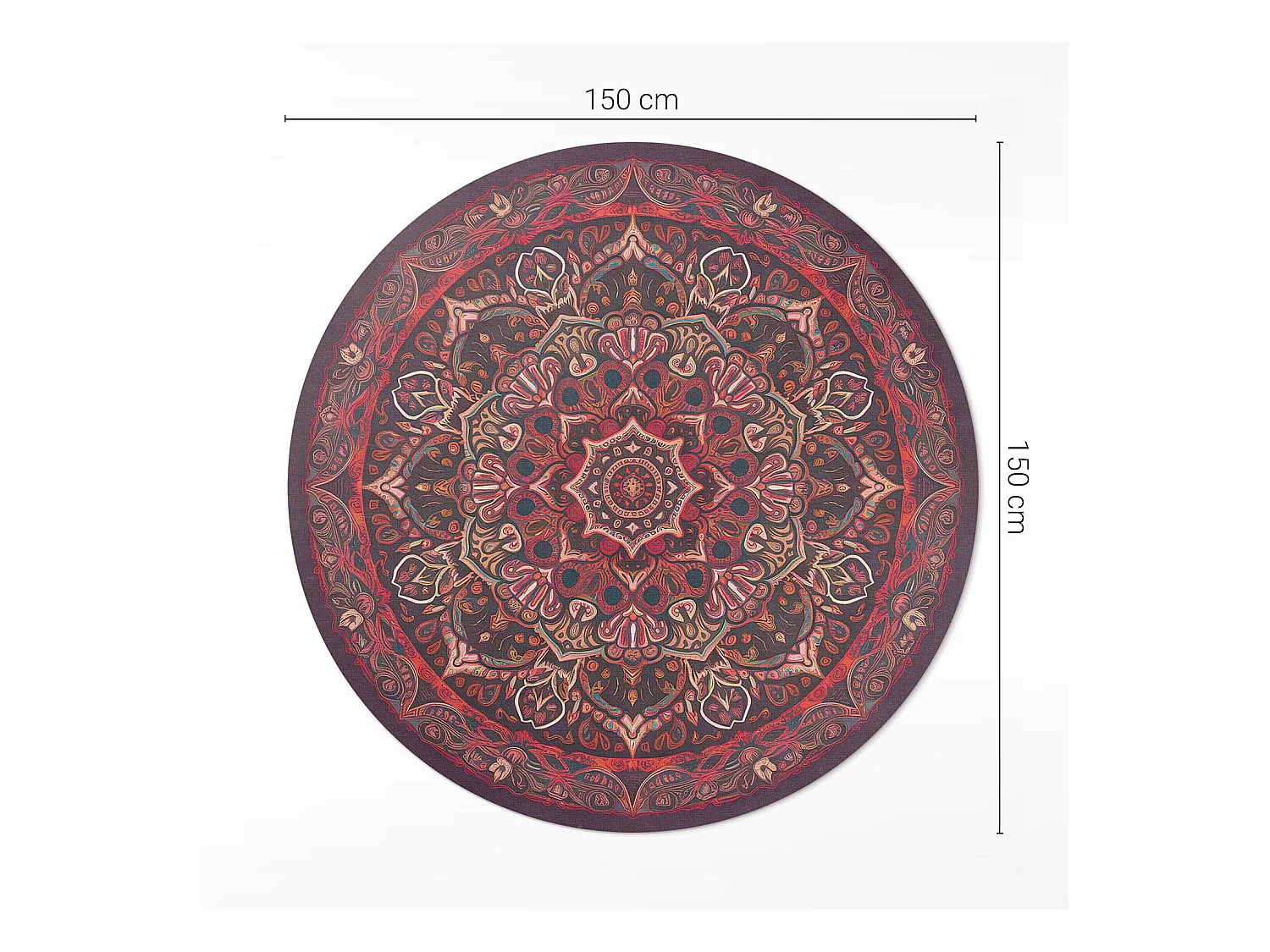 Vinyl-Teppich für Zuhause, Innenteppich, dekoratives Mandala im persischen/türkischen Vintage-Stil, 150 cm
