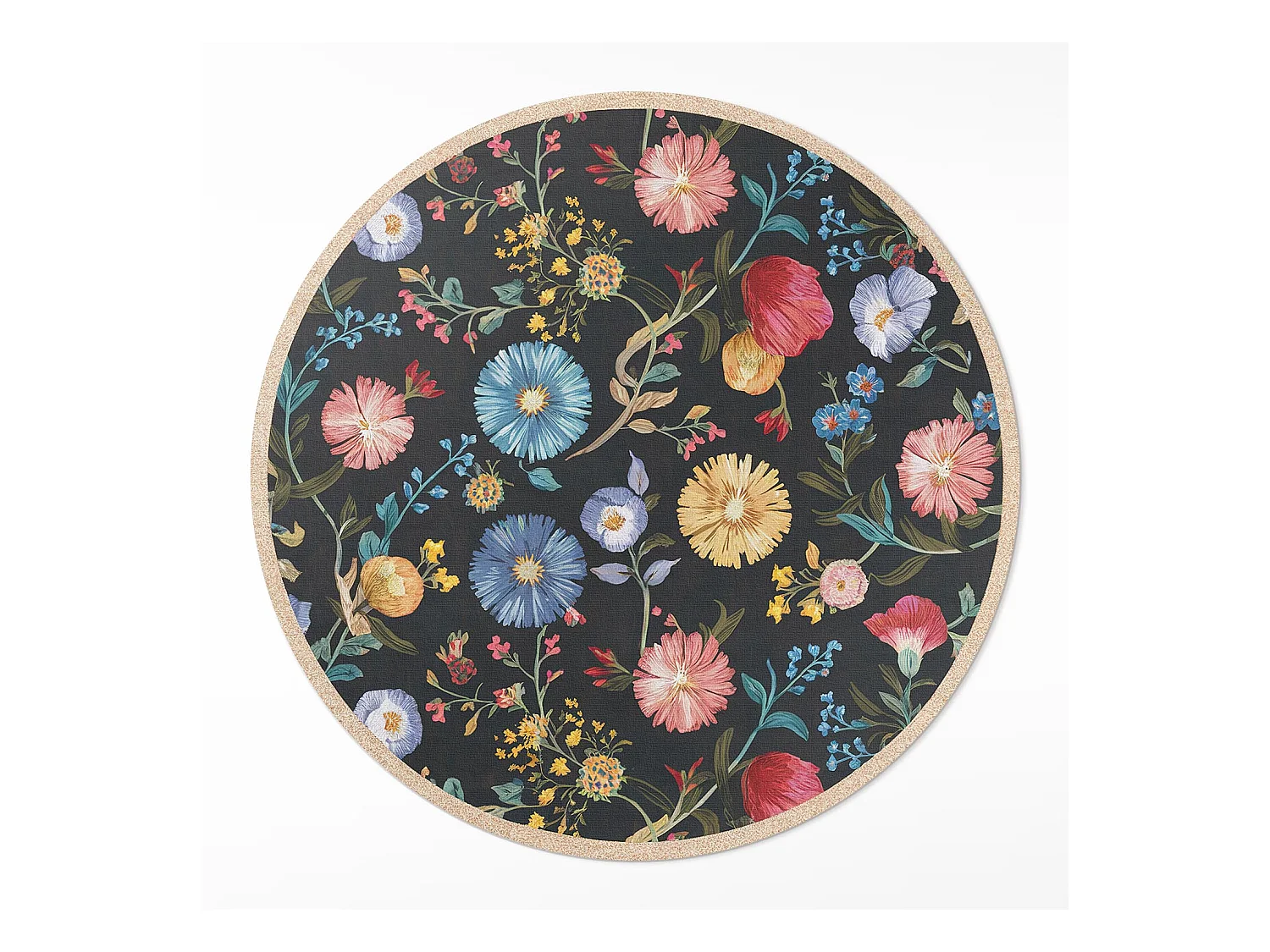 Tapis vinyle pour la maison, Moquette d'intérieur Fleurs sauvages belles plantes colorées dans un style boho vintage 110 cm