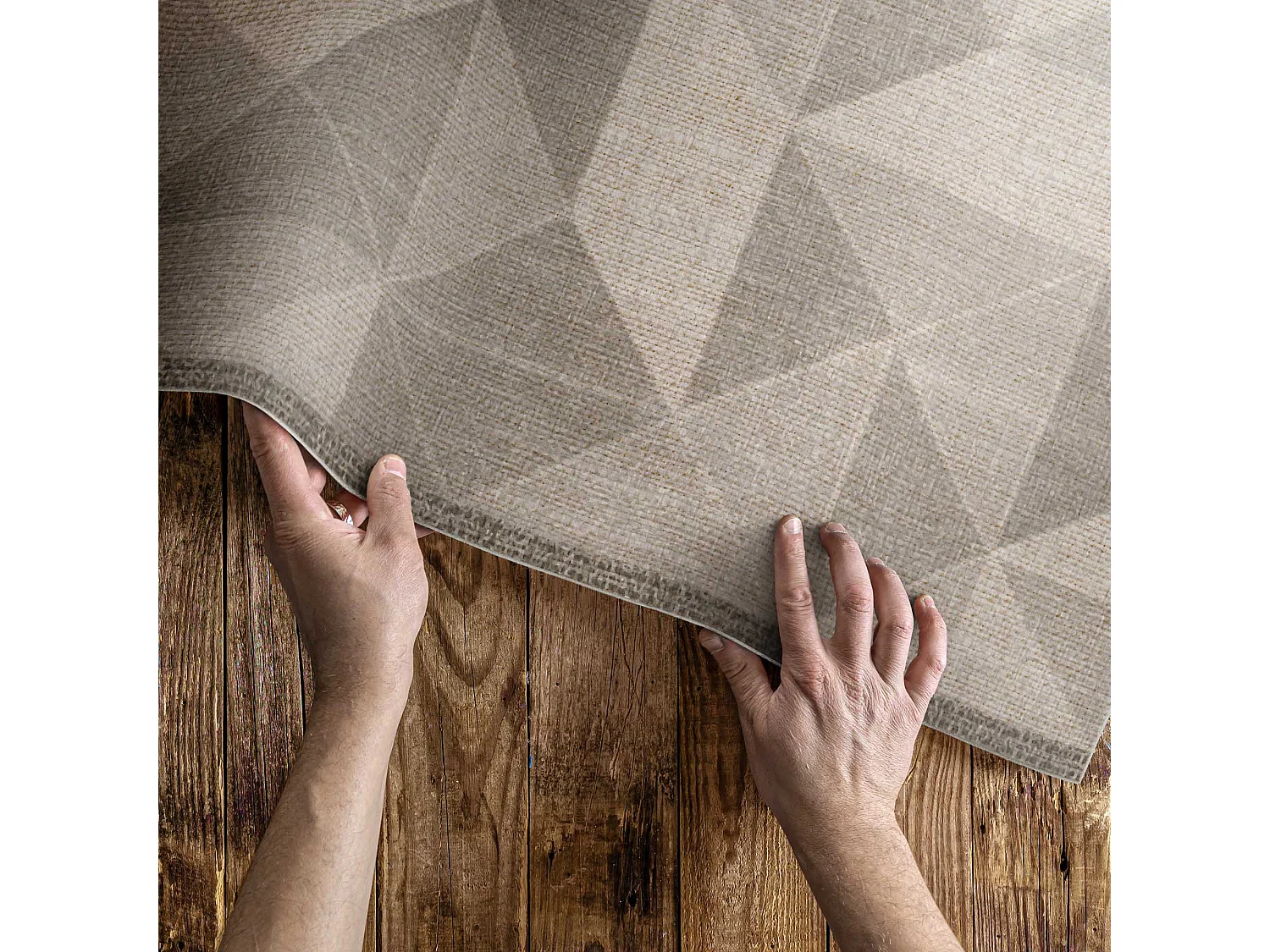 Tapis vinyle pour la maison, Moquette d'intérieur Tissu imitation triangles et carrés - 80x120 cm