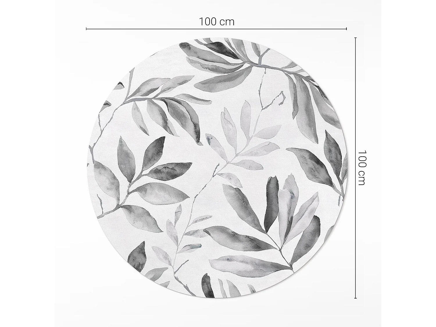 Vinyl-Teppich für Zuhause, Innenteppich, Aquarellpflanzen, einfarbig, zarte Blätter, Boho-Stil, 100 cm