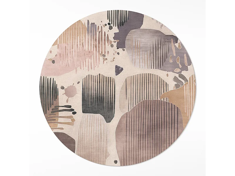 Tapis vinyle pour la maison, Moquette d'intérieur Formes abstraites aux couleurs pastel, style boho/vintage 120 cm