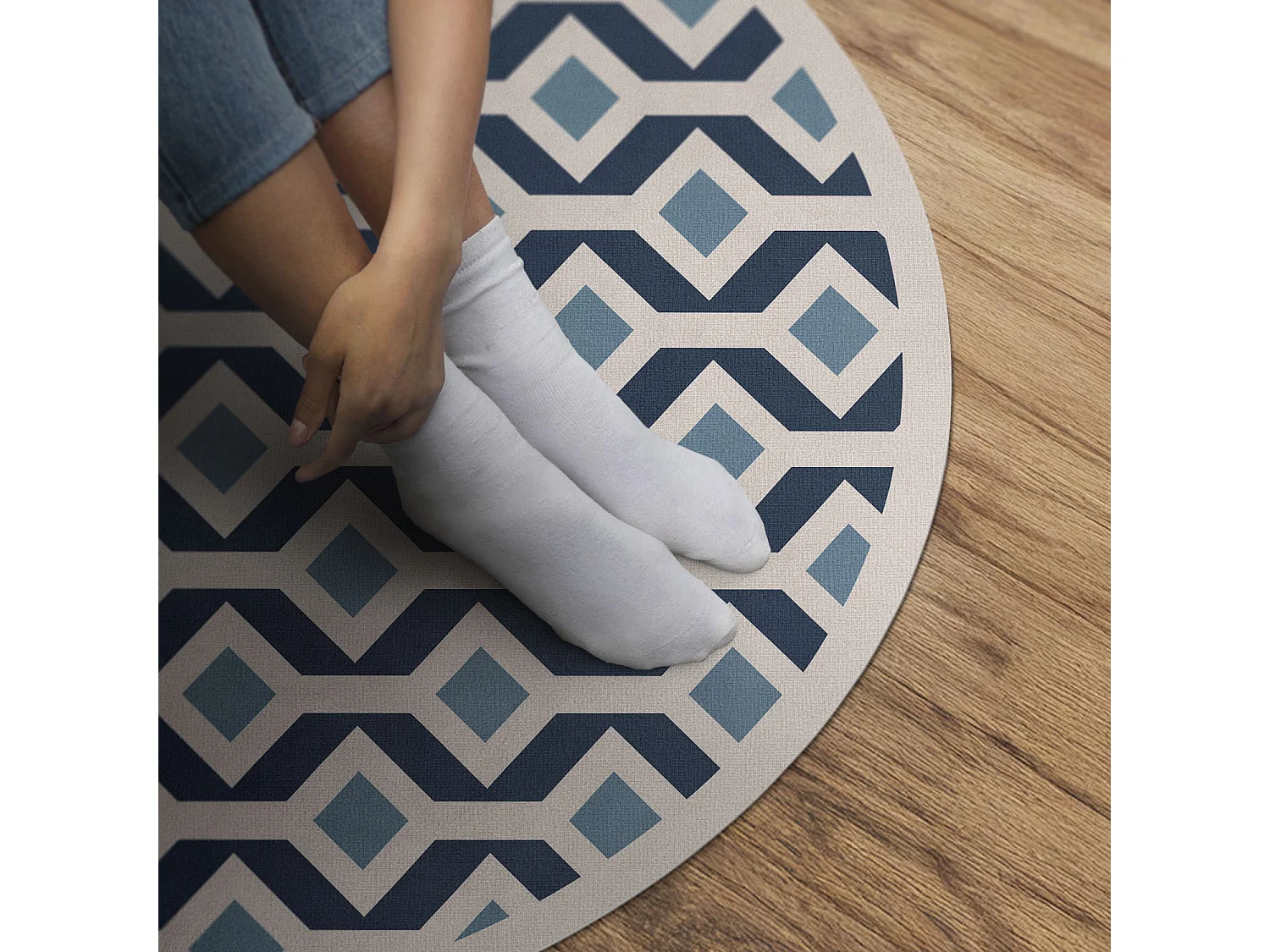 Vinylteppich für Zuhause, Innenteppich mit geometrischem Muster, 120 cm