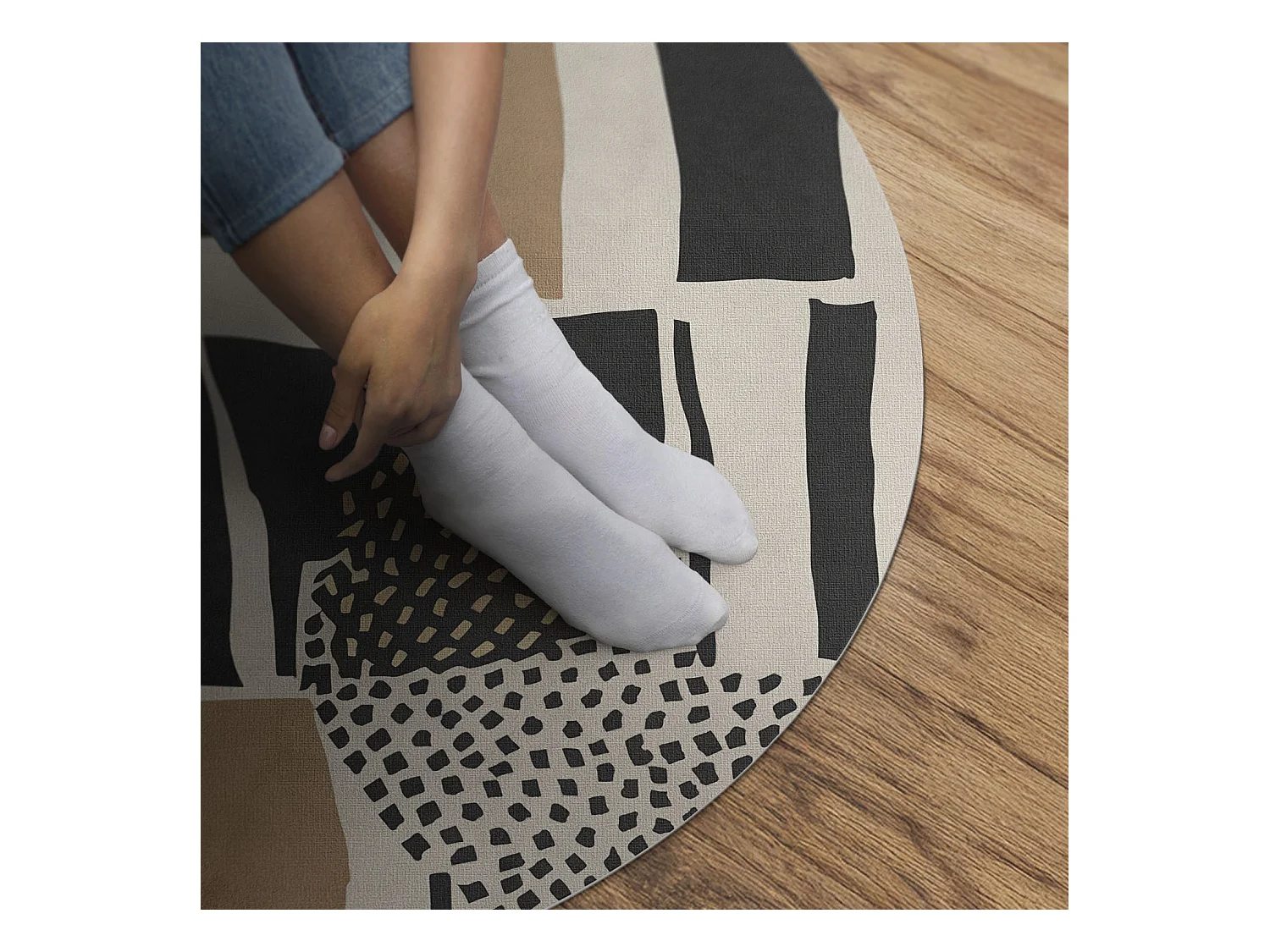 Tapis vinyle pour la maison, Moquette d'intérieur Composition abstraite de taches de style bohème artistique 80 cm