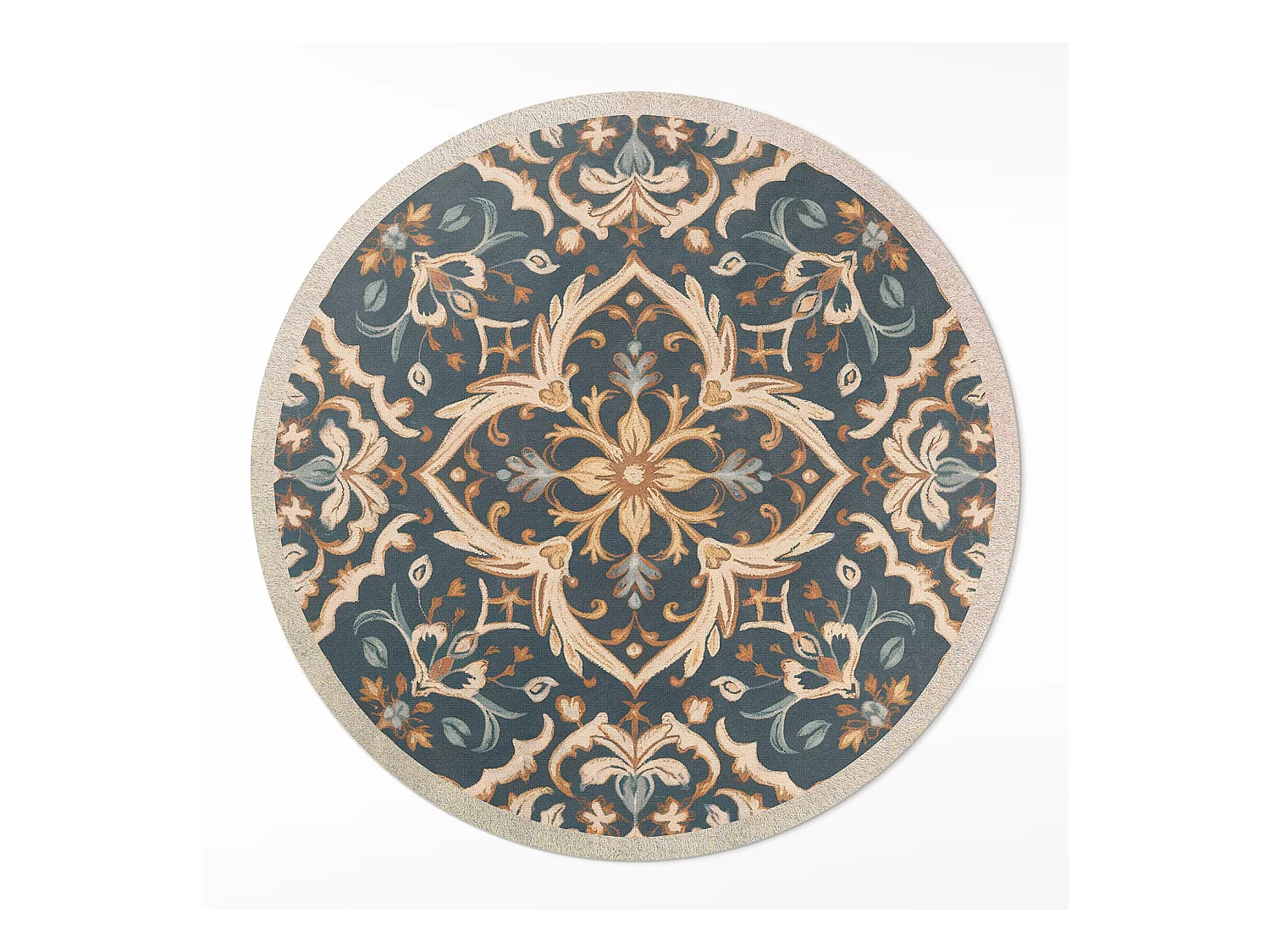 Tapis vinyle pour la maison, Moquette d'intérieur Décoration végétale ornement vintage dans un style ancien 150 cm