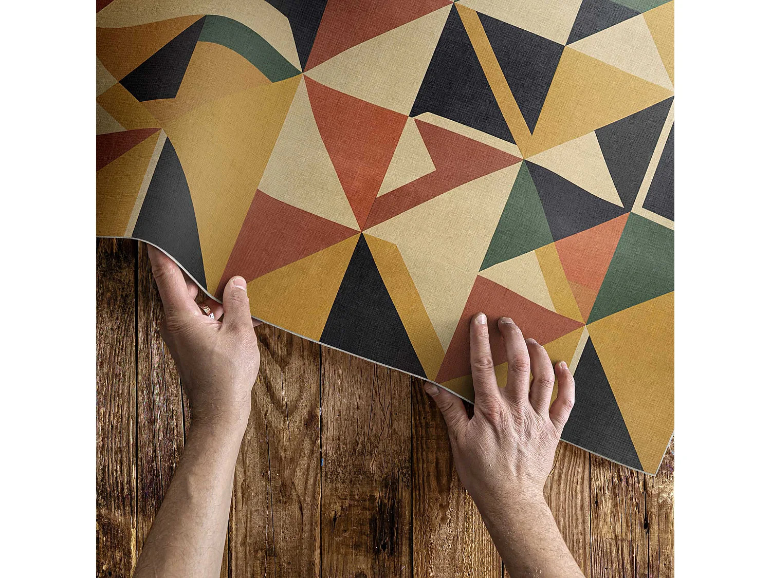 Tappeto in vinile per la casa, Tappeto per interni Triangoli e quadrati retrò colorati - 120x180 cm