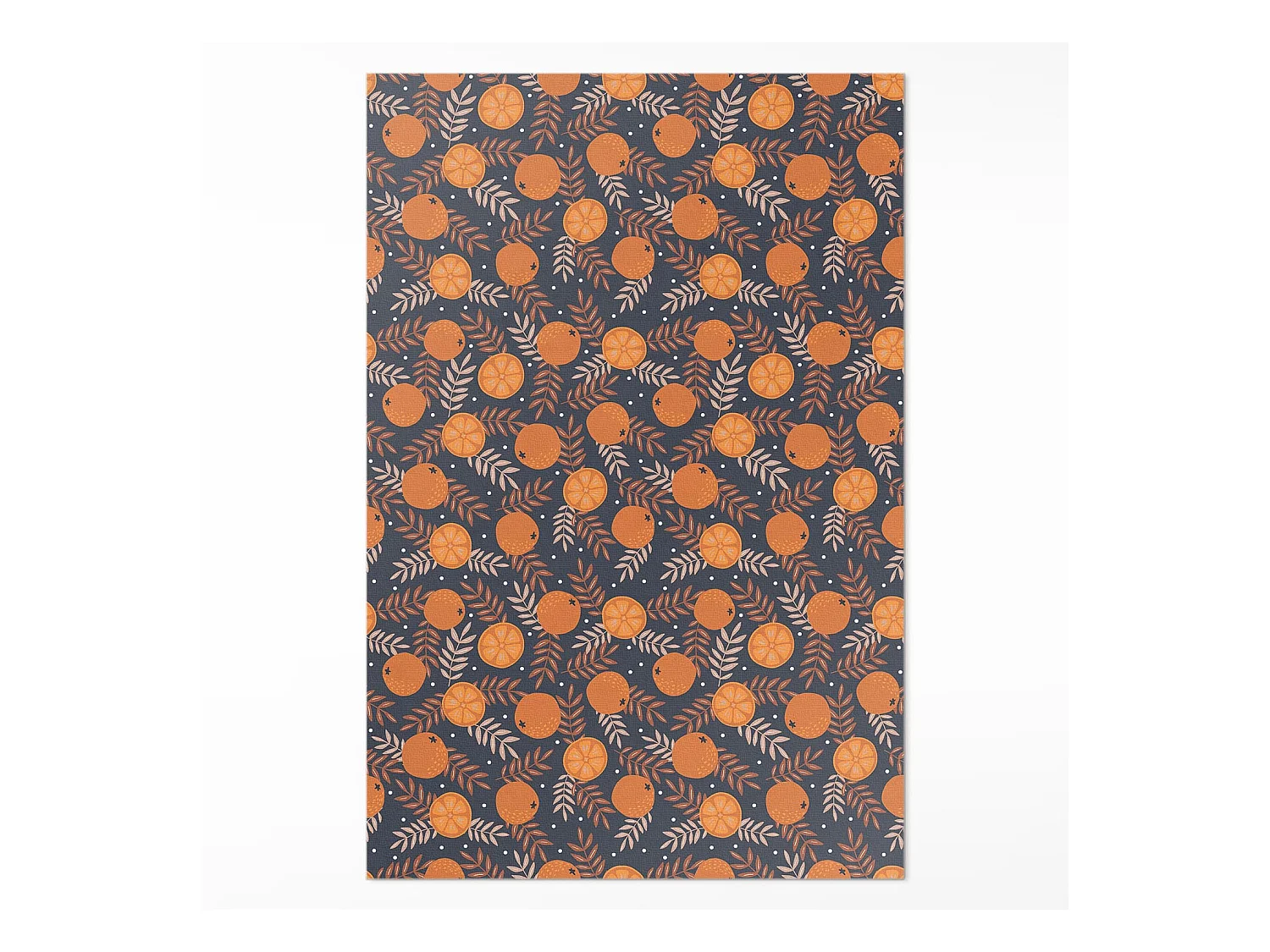 Tapis vinyle pour la maison, Moquette d'intérieur Illustration d'oranges et de feuilles - 100x150 cm