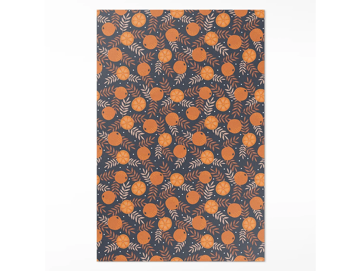 Tapis vinyle pour la maison, Moquette d'intérieur Illustration d'oranges et de feuilles - 150x225 cm